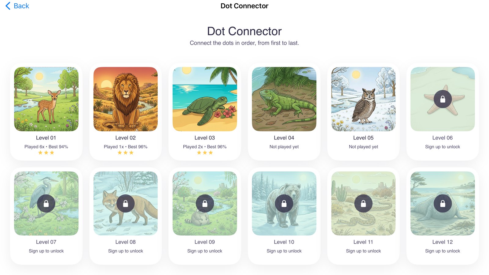 Dot Connector level select — 12 levels